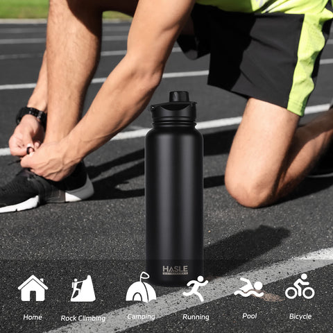 Hasle Outfitters bottle in travel setting ready for daily use.