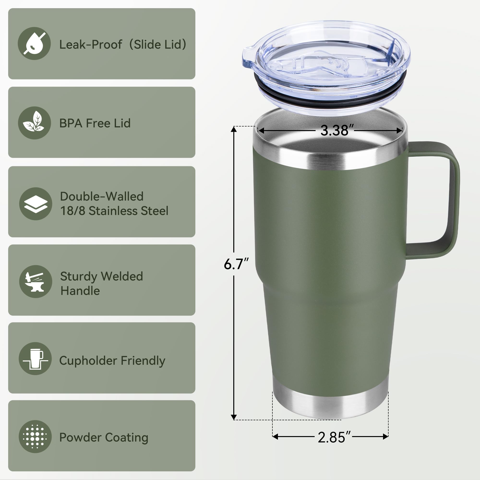 HASLE OUTFITTERS double-wall vacuum insulated tumbler keeps drinks hot or cold for hours.