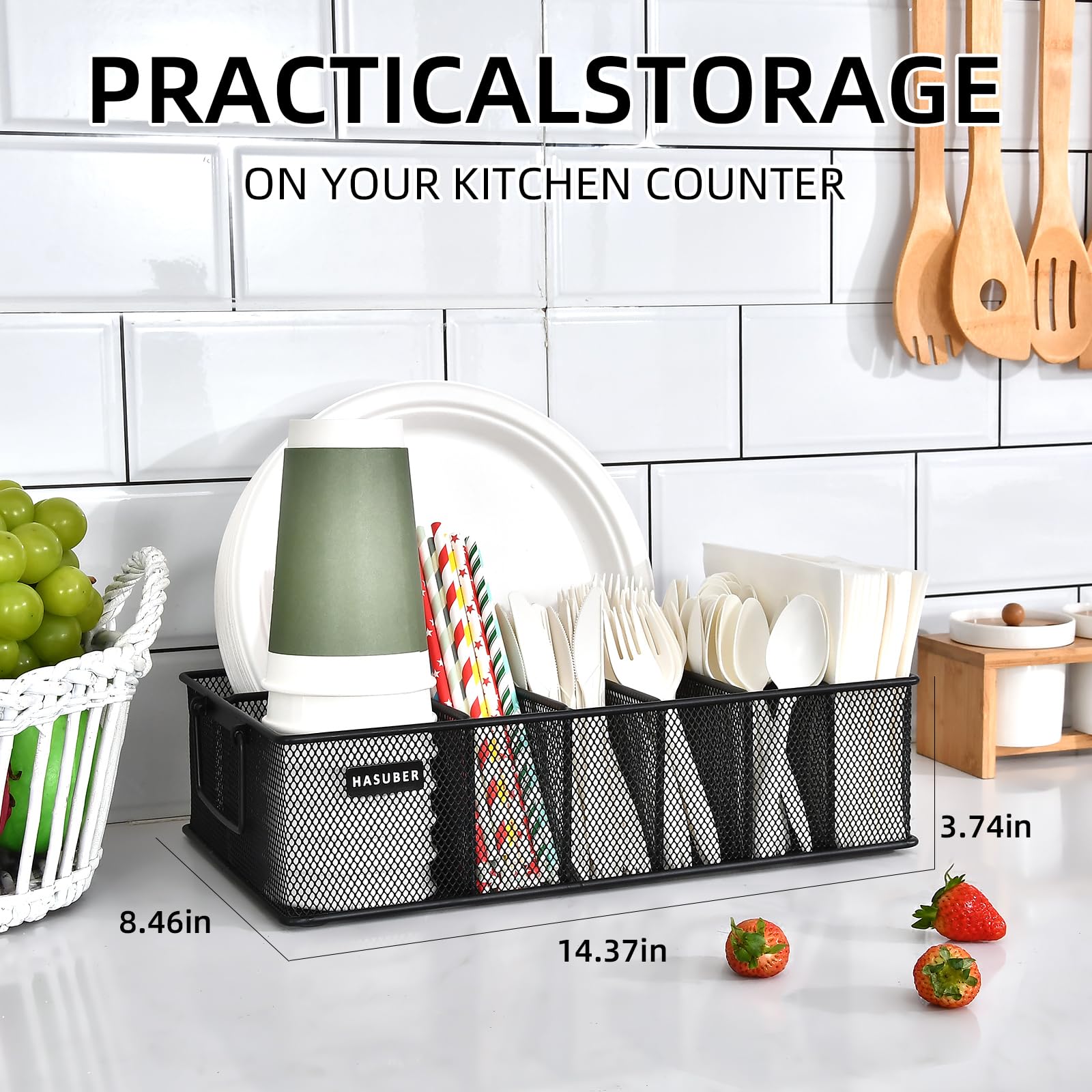 Hasuber paper plate dispenser offering quick access at parties.