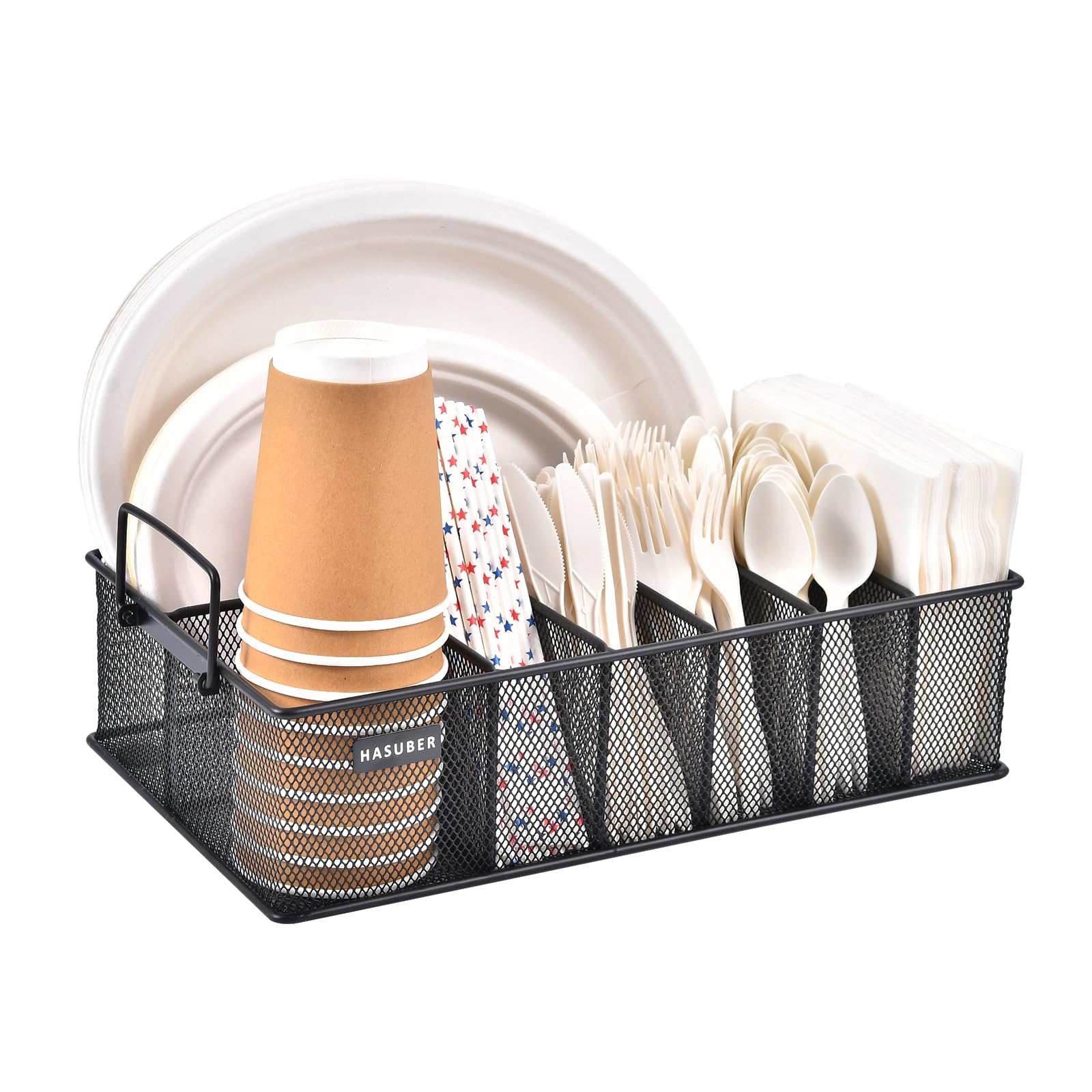 Hasuber silverware organizer with dual handles for easy transport.