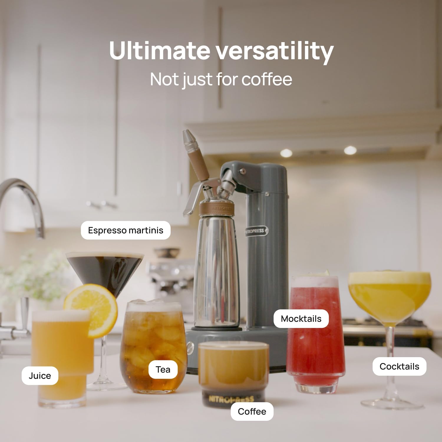 Hatfields London NitroPress DS tea infusion nitro setup shows smooth, aromatic cold tea.