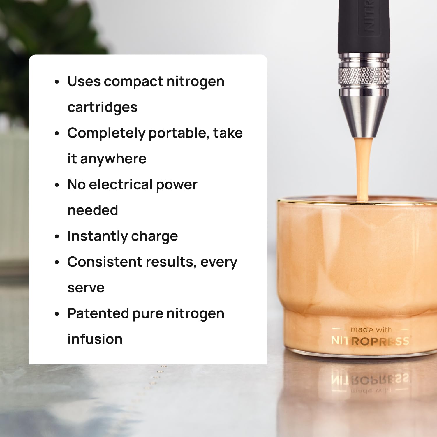 Stainless steel body of NitroPress for durability and style