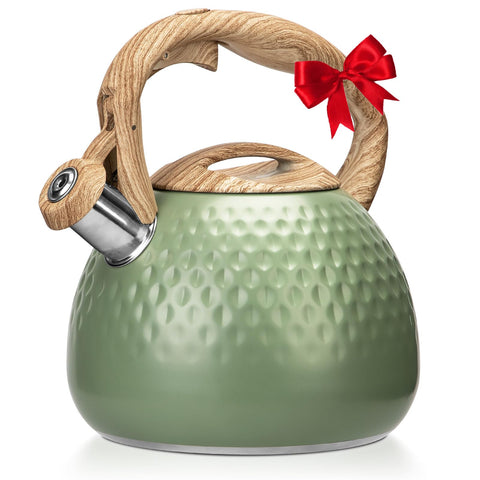 Hauce Radio 2.5-quart tea kettle on a stovetop, efficient boiling for busy mornings