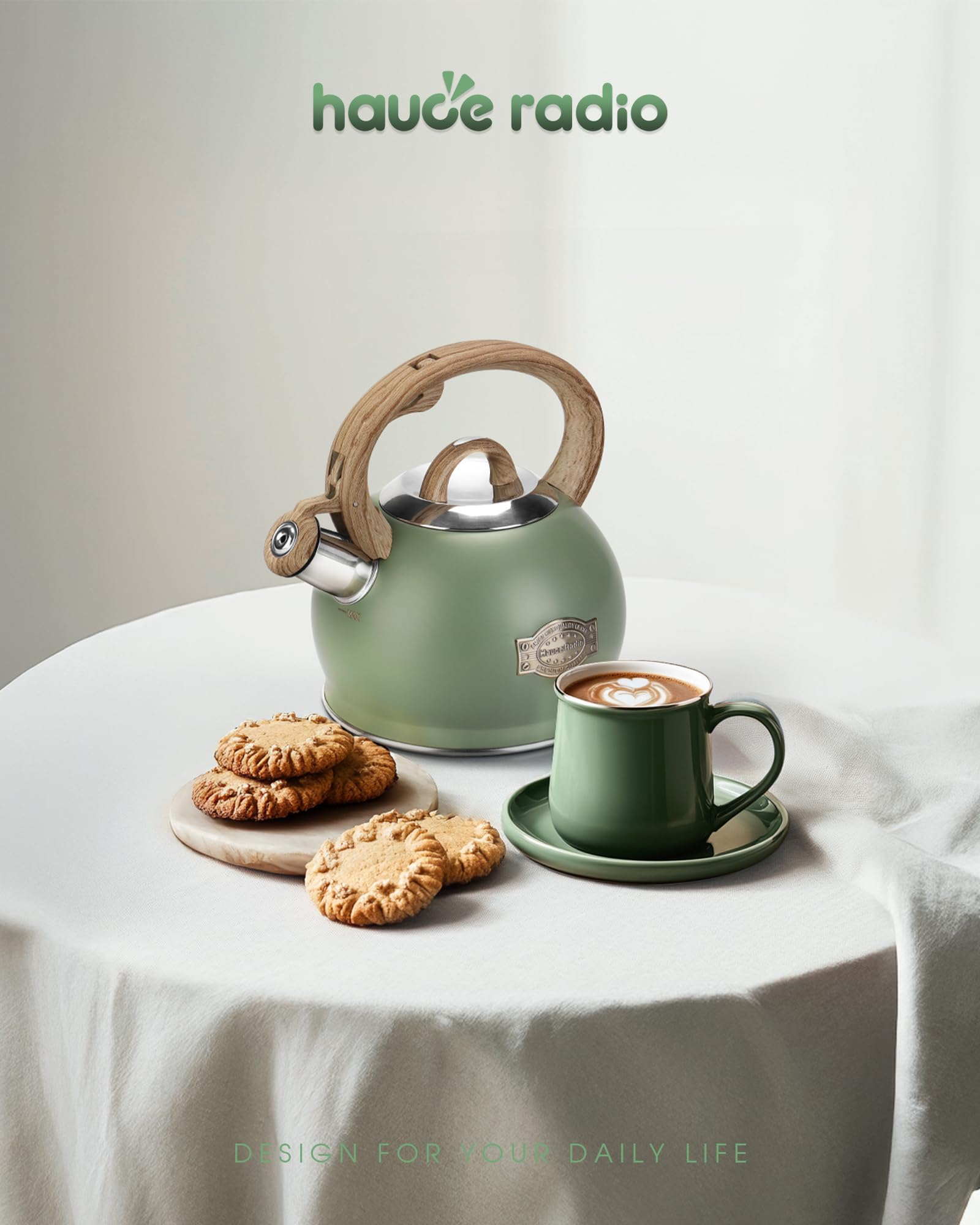 Hauce Radio Tea Kettle stainless steel construction ensures durable use.