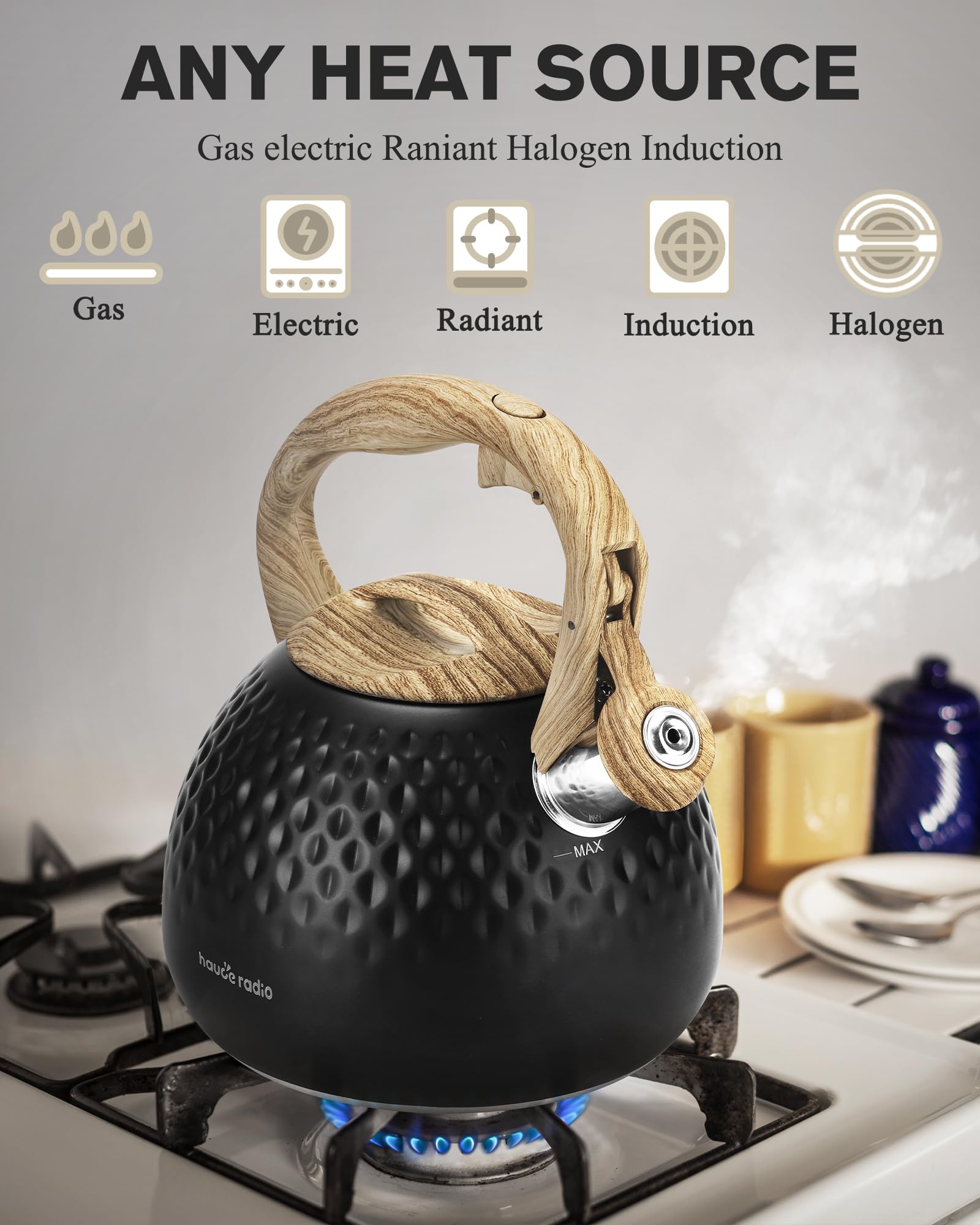 Hauce Radio tea kettle pouring into cup for cozy moments