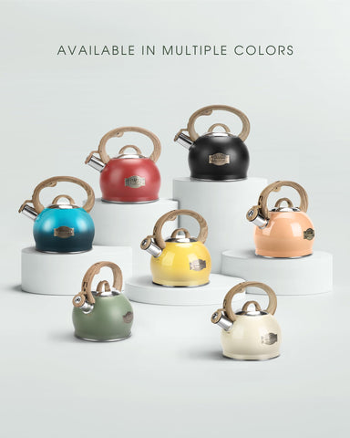 Hauce Radio Tea Kettle ergonomic spout and control button aid pouring.