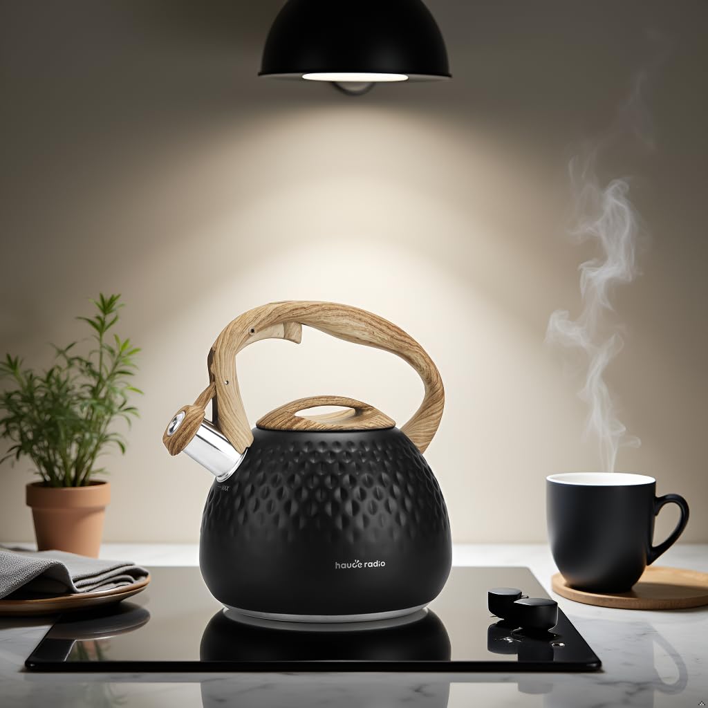 Hauce Radio tea kettle silicone handle stays cool for safe pouring