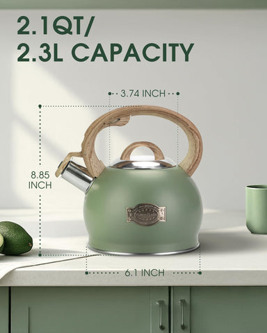Hauce Radio Tea Kettle silicone handle stays cool for safe handling.