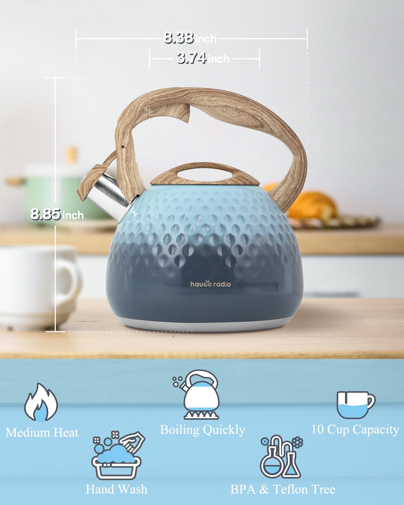 Hauce Radio kettle with tight lid keeps heat for faster boiling.