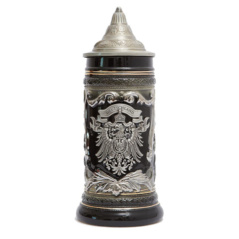 HAUCOZE beer stein with eagle medallion for authentic German serving