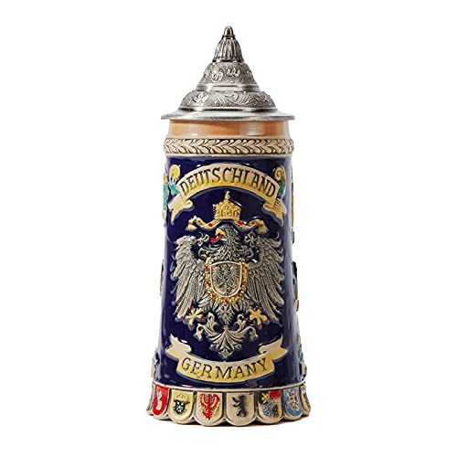HAUCOZE beer stein featuring German coats of arms, a premium display piece for gatherings.