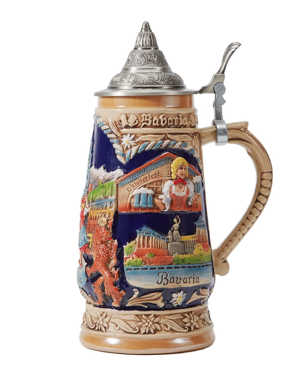 HAUCOZE beer stein with Oktoberfest relief for festive entertaining