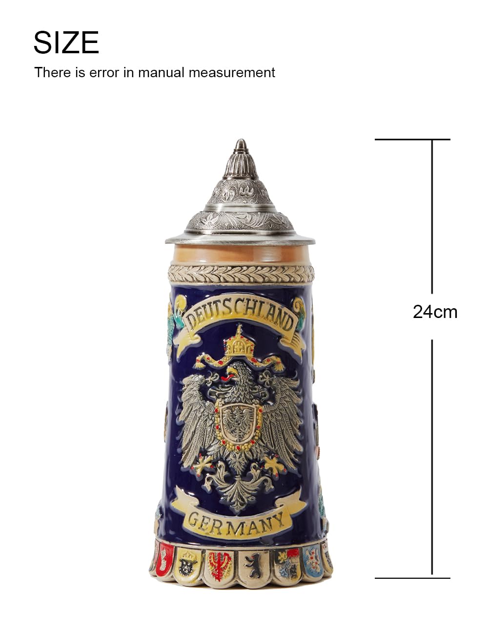 Pewter lid fits securely, preserving beverage temperature.