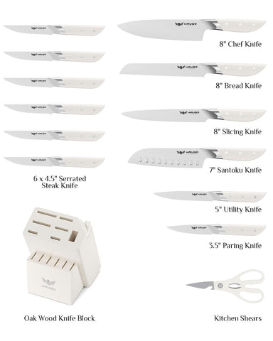 Haugo blades with 1050°F heat-treated German stainless steel for precision
