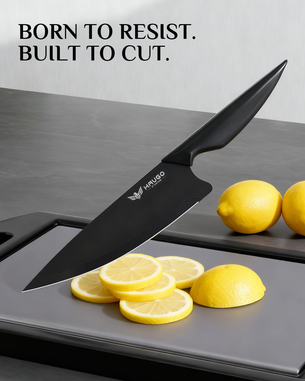 Haugo black non-stick coating reduces food sticking and simplifies cleanup.