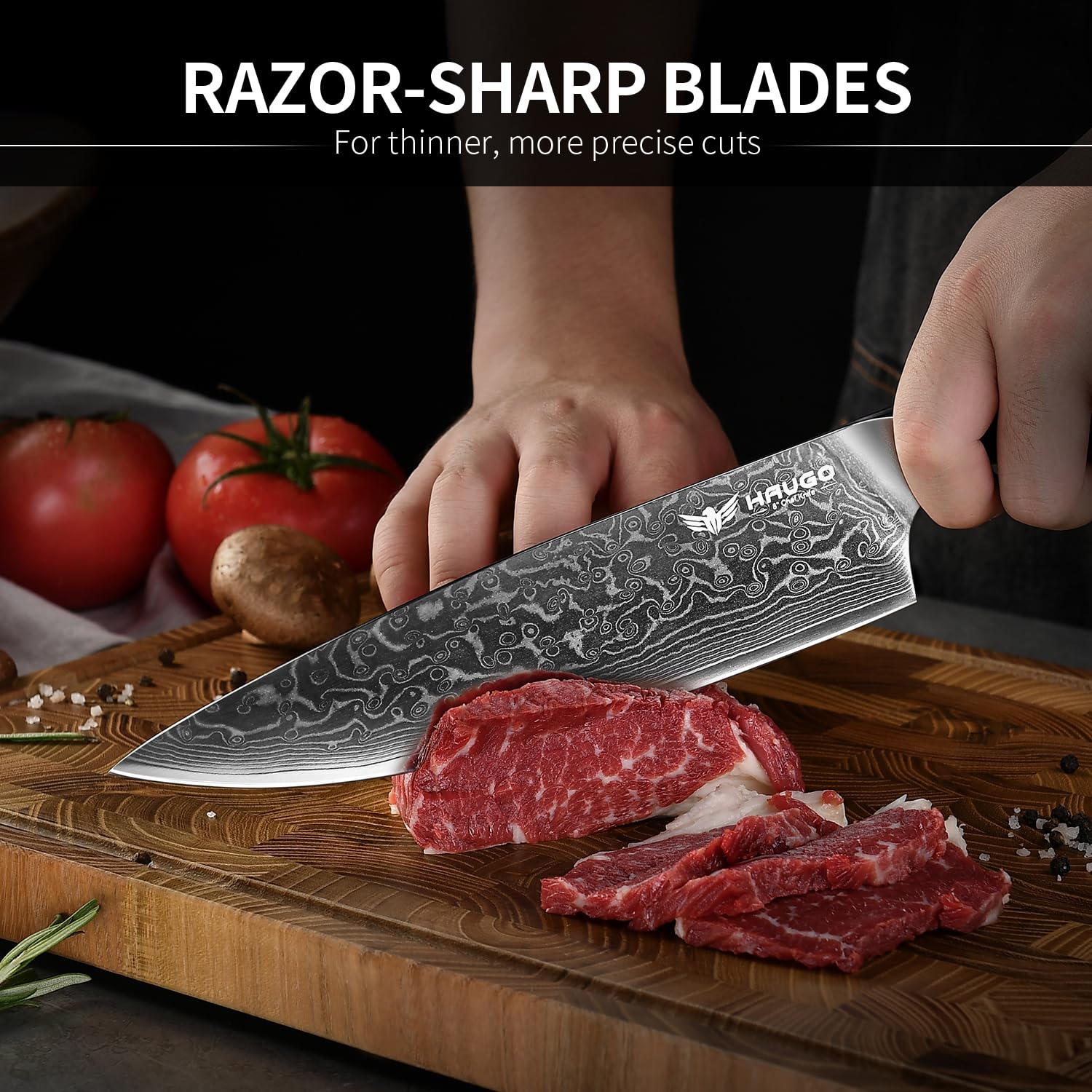 Haugo ergonomic G10 handle delivers non-slip grip and comfort.