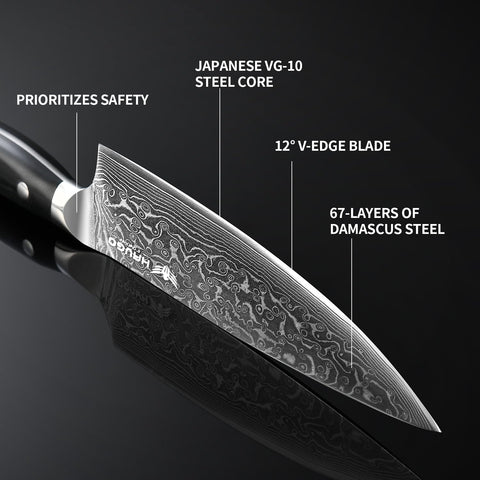 Haugo knife with full-tang balance and non-slip G10 handle for comfort