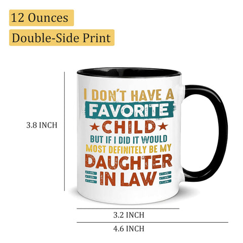 Haukea daughter-in-law humor mug, double-sided design, ideal for tea or coffee.