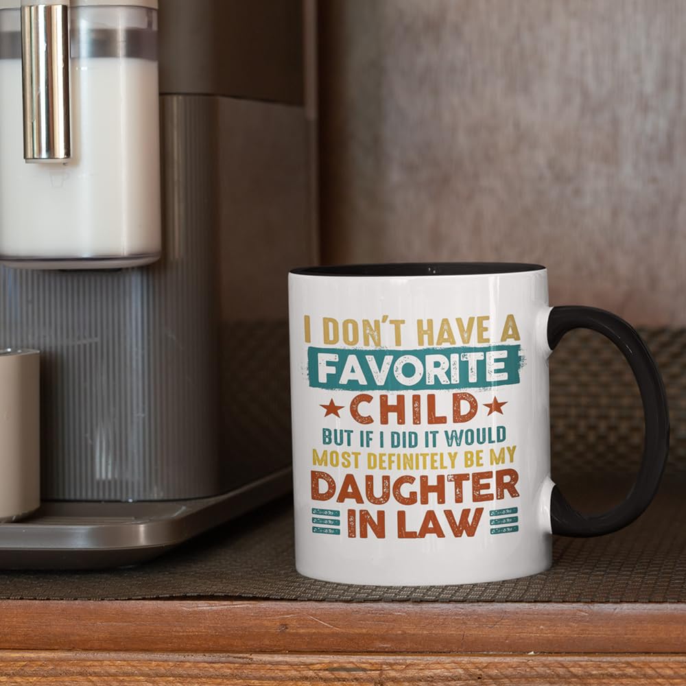 Haukea gift mug for daughter-in-law with humorous message, double-sided.