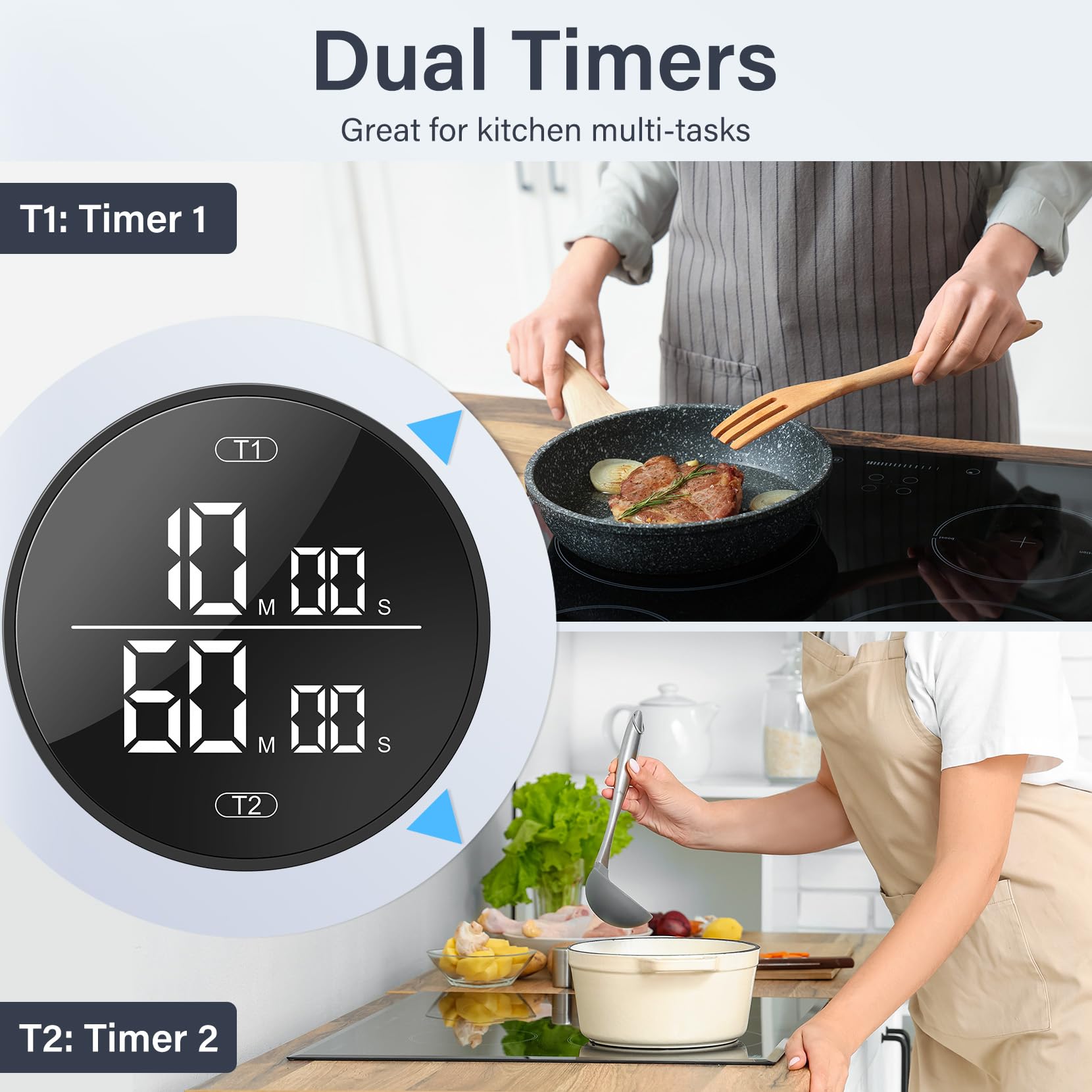 HAUKINIX timer countdown and stopwatch shown on screen for multitasking