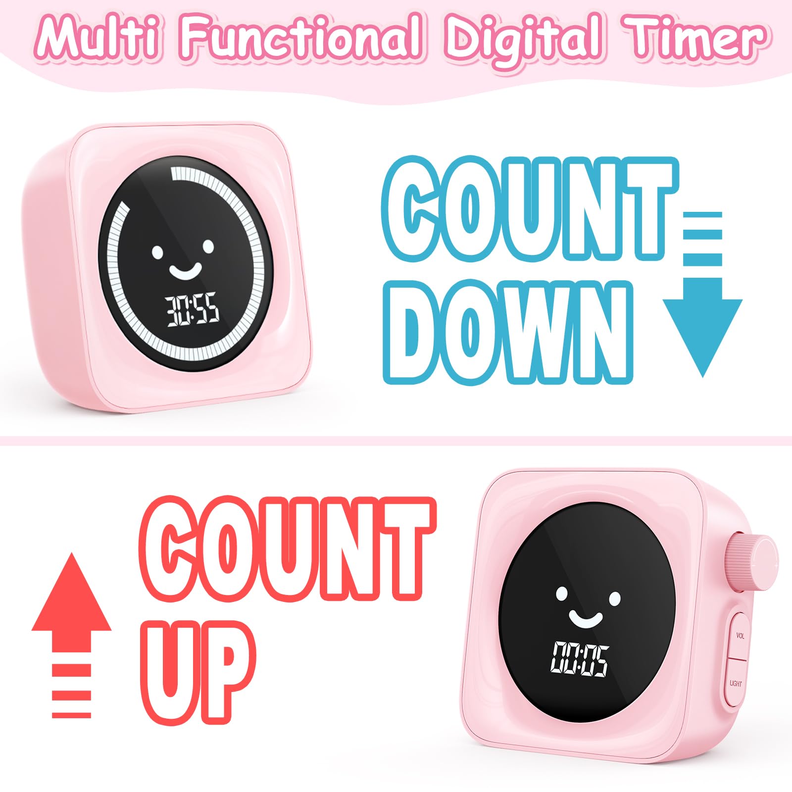 HAUKINIX Visual Timer for Kids backlit display readable in low light.