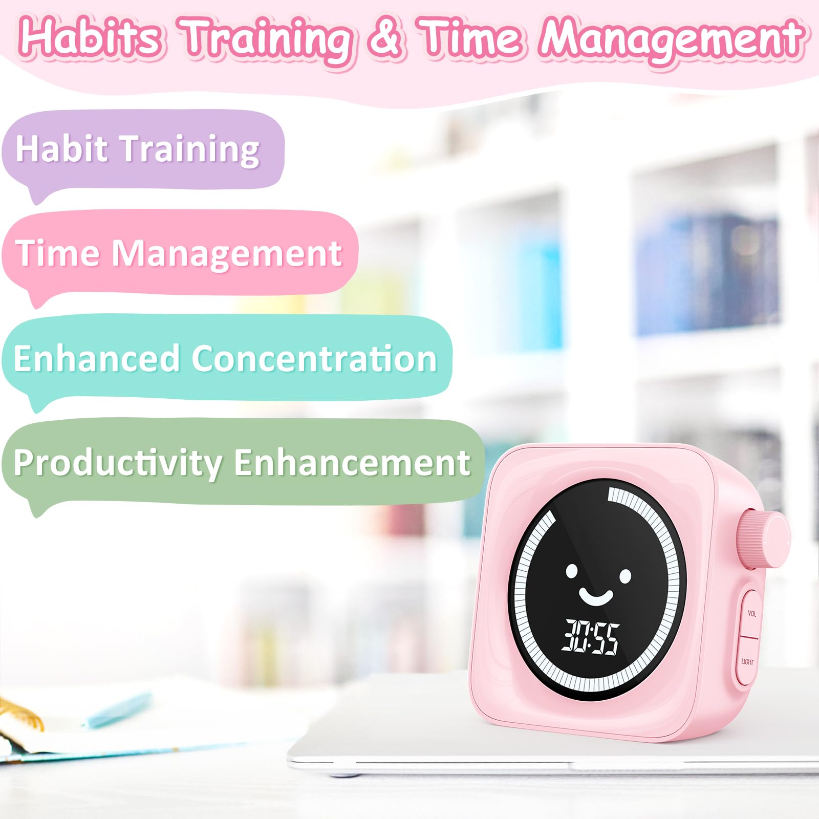 HAUKINIX Visual Timer for Kids supports count up and count down modes.