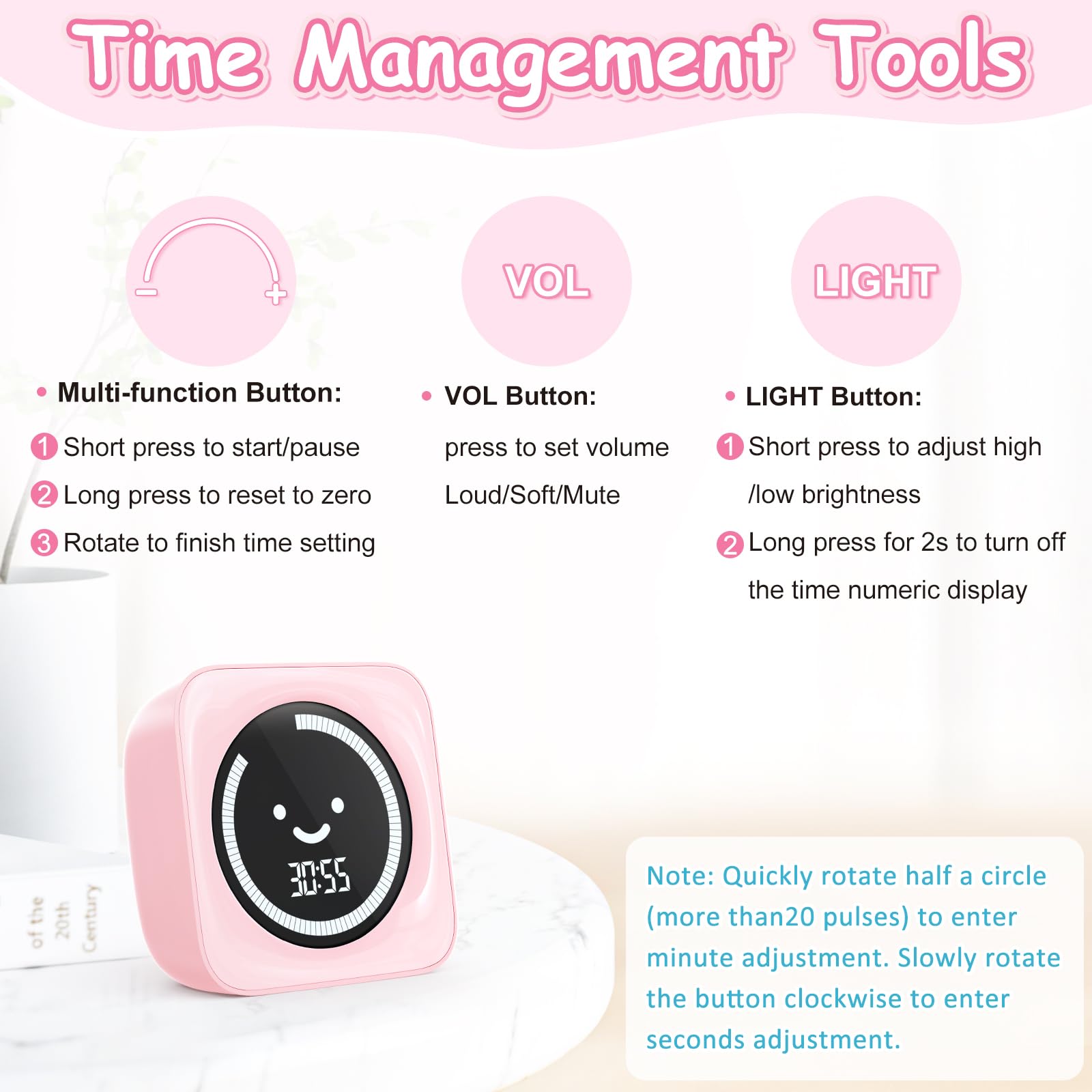 HAUKINIX Visual Timer for Kids muted option and adjustable volume controls.
