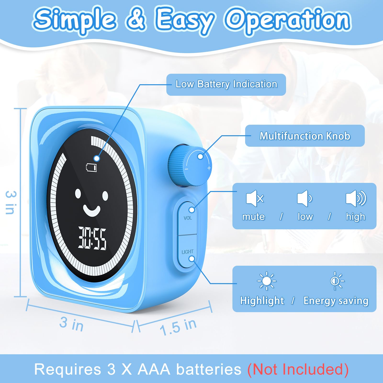 HAUKINIX timer with knob control makes time setting easy for kids.