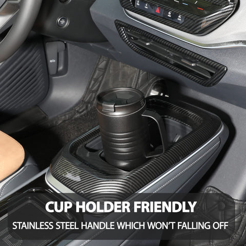 HAUSHOF 24oz travel mug threaded lid demonstrates easy opening and leak protection.