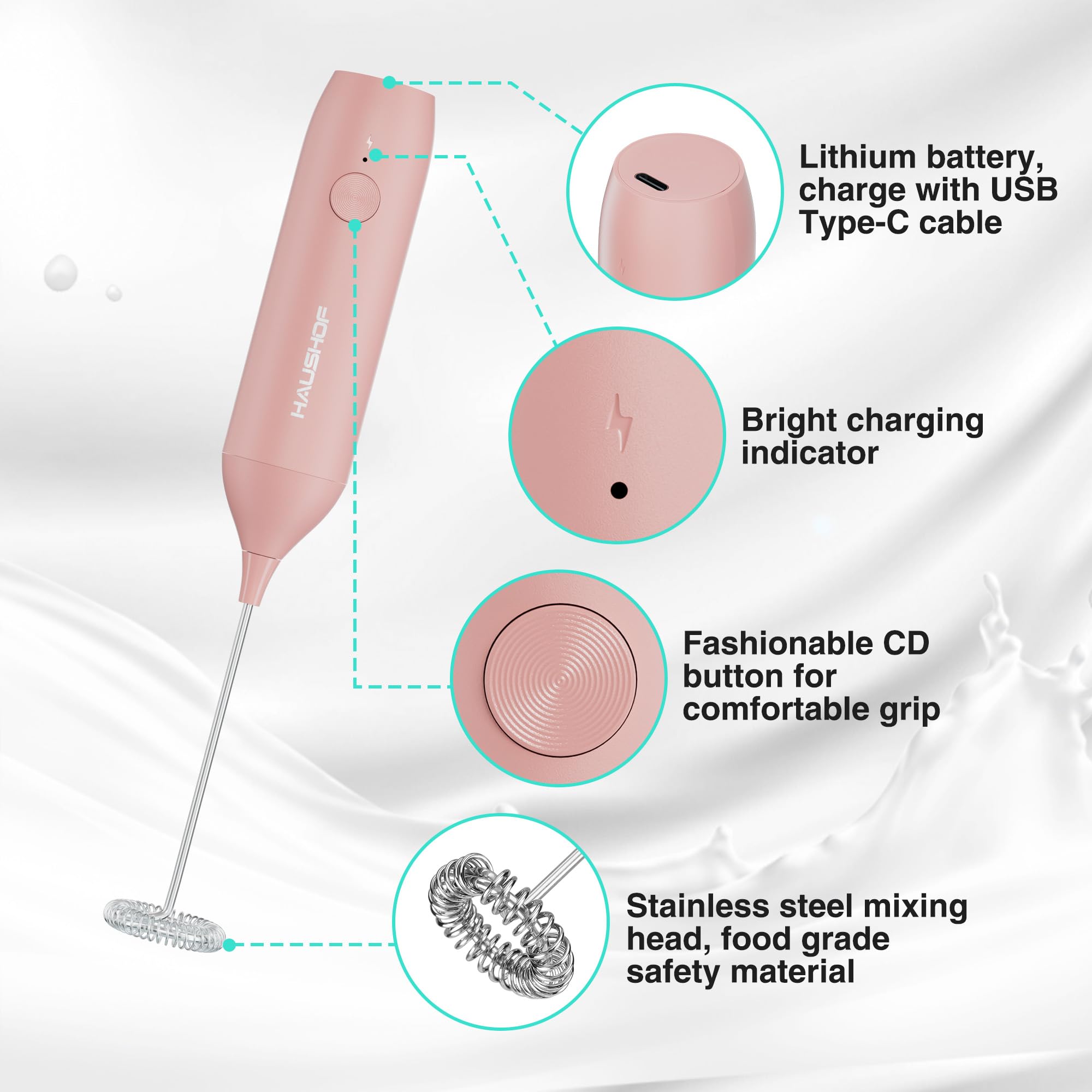 HAUSHOF frother ABS housing with soft-touch grip