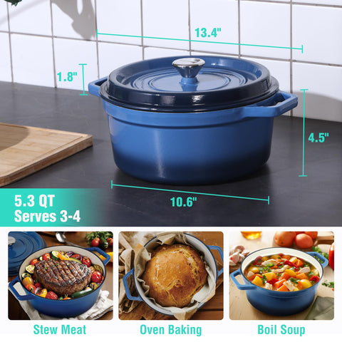 HAUSHOF durable three-layer glazed cast iron for versatile cooking
