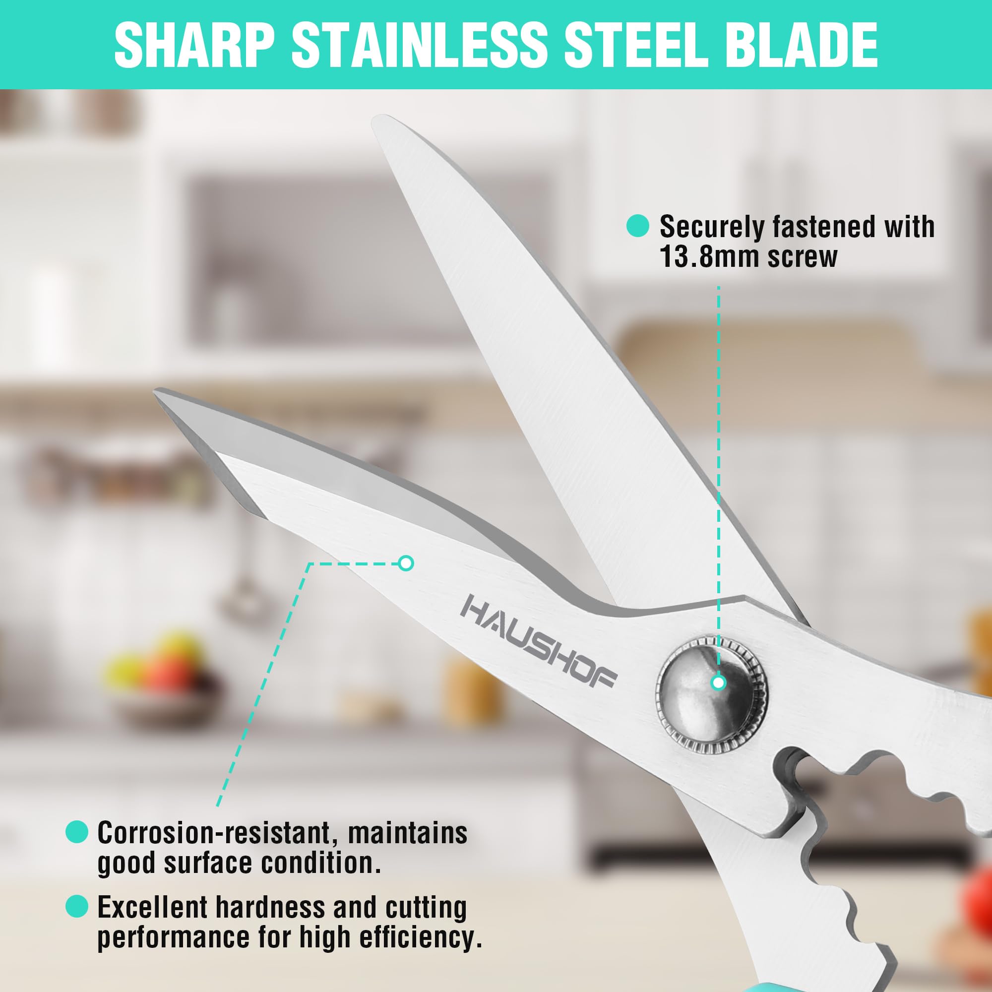 HAUSHOF soft grip handle provides non-slip comfort during long chopping sessions.