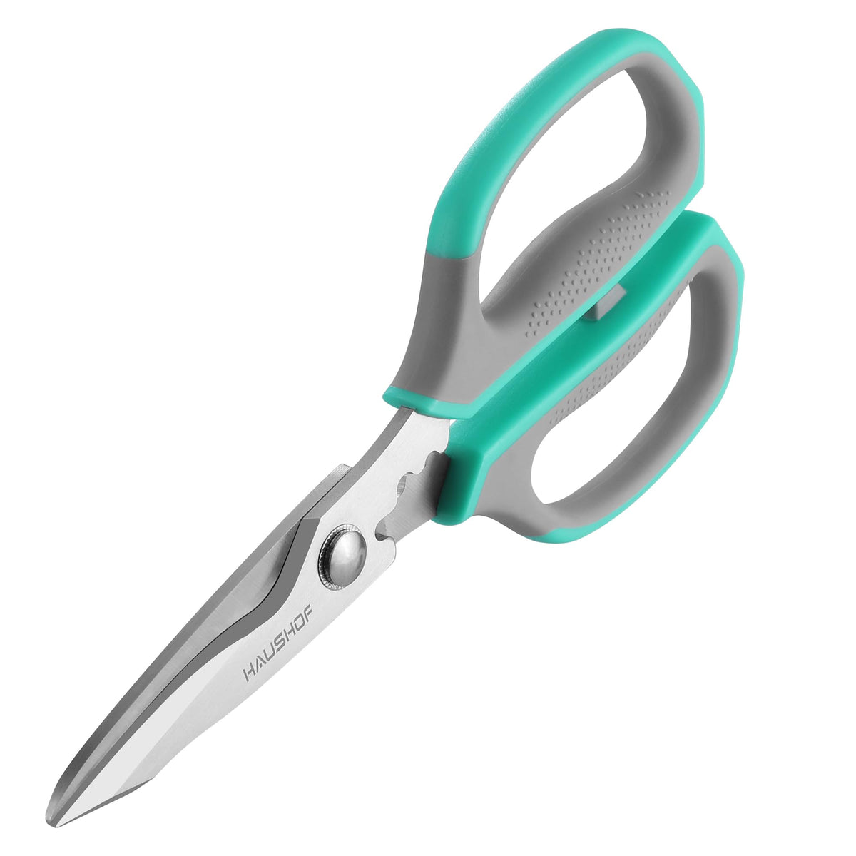 HAUSHOF kitchen scissors with stainless steel blades for precise cuts in meat and vegetables.