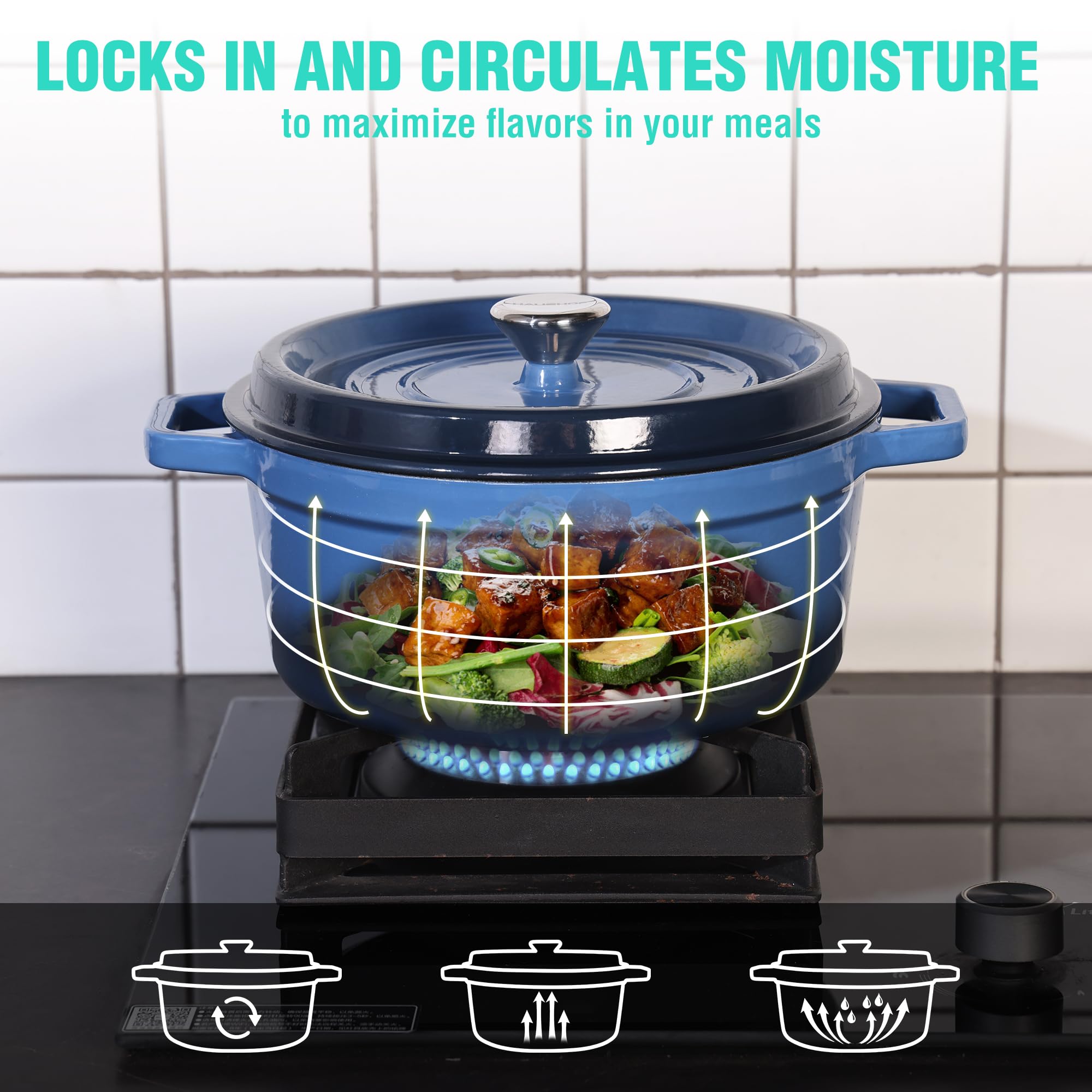 HAUSHOF micro-pressure seal lid preserves moisture and flavor