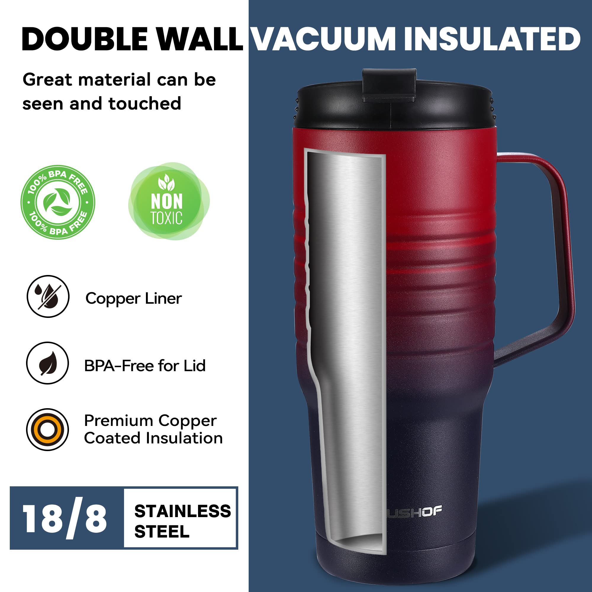 HAUSHOF mug fits most car cup holders during travel