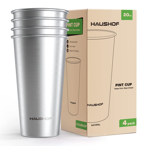 HAUSHOF Pint Cup 20oz front view, durable stainless steel for long-lasting use.