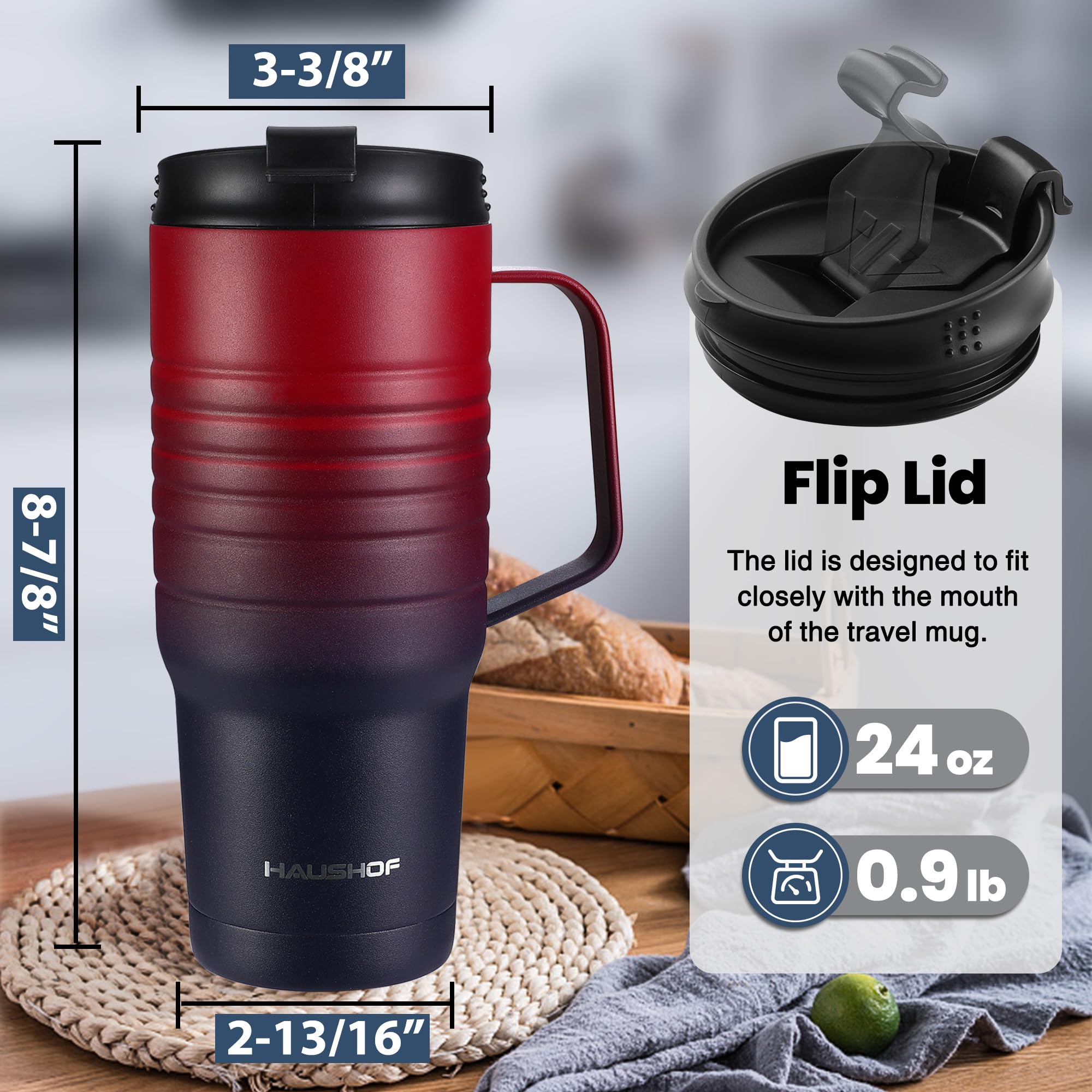 HAUSHOF stainless steel 304 insulated mug keeps beverages steady