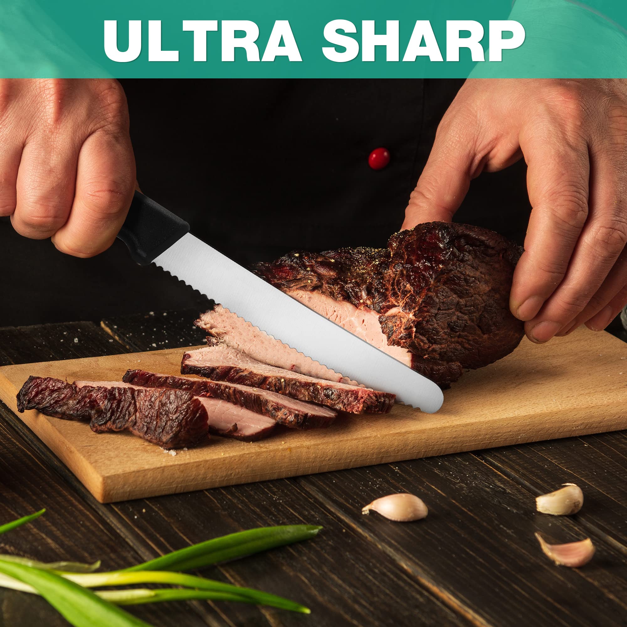 Outdoor BBQ ready with HAUSHOF serrated knives, perfect for picnics.