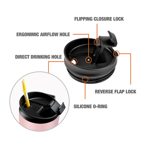 HAUSHOF tapered mug fits most car cup holders for secure travel.
