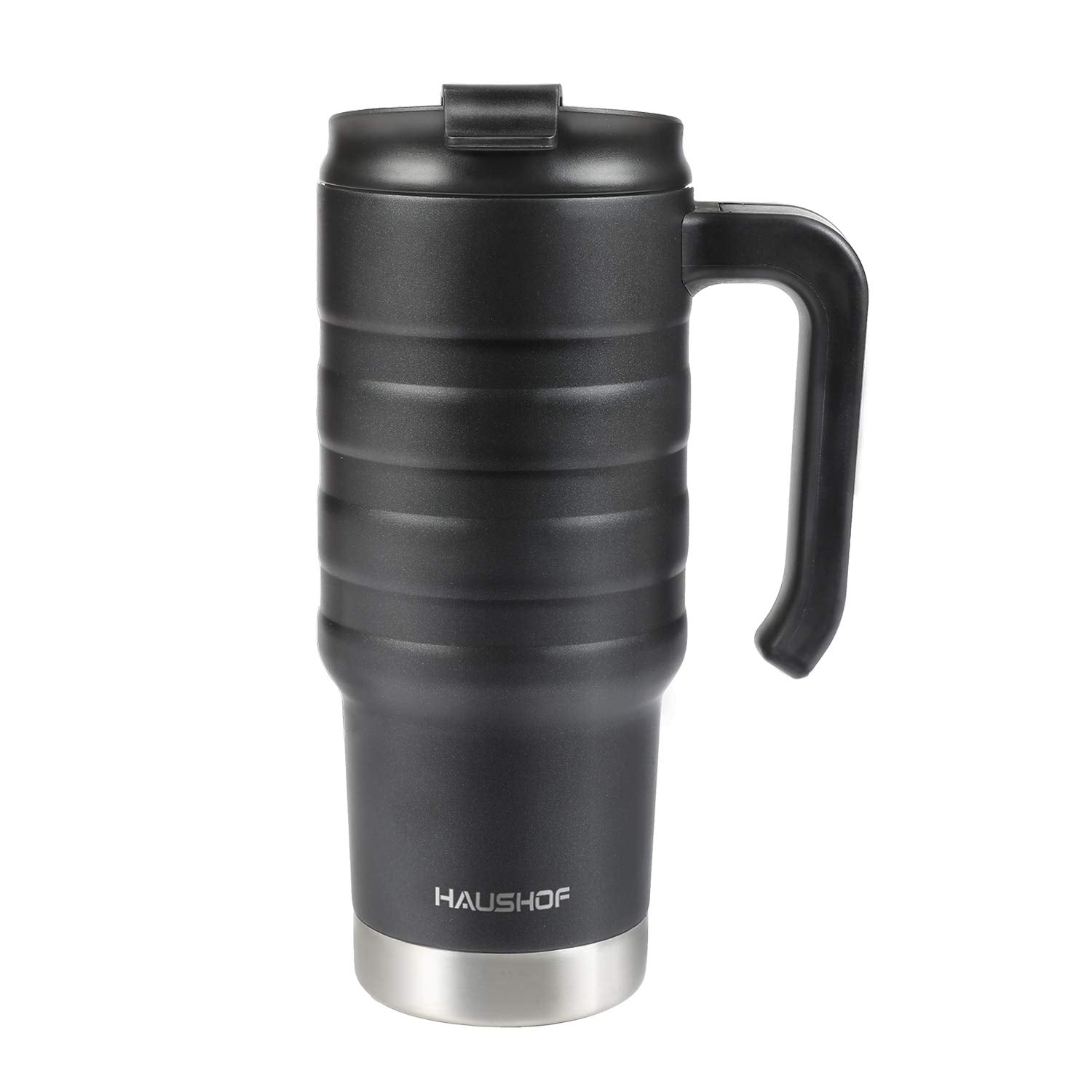 HAUSHOF 24 oz travel mug in stainless steel keeps drinks hot or cold.