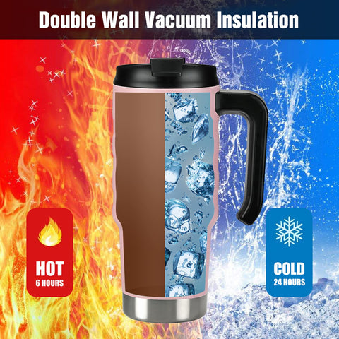 HAUSHOF pink travel mug wide mouth for easy ice cube fill and thorough cleaning.