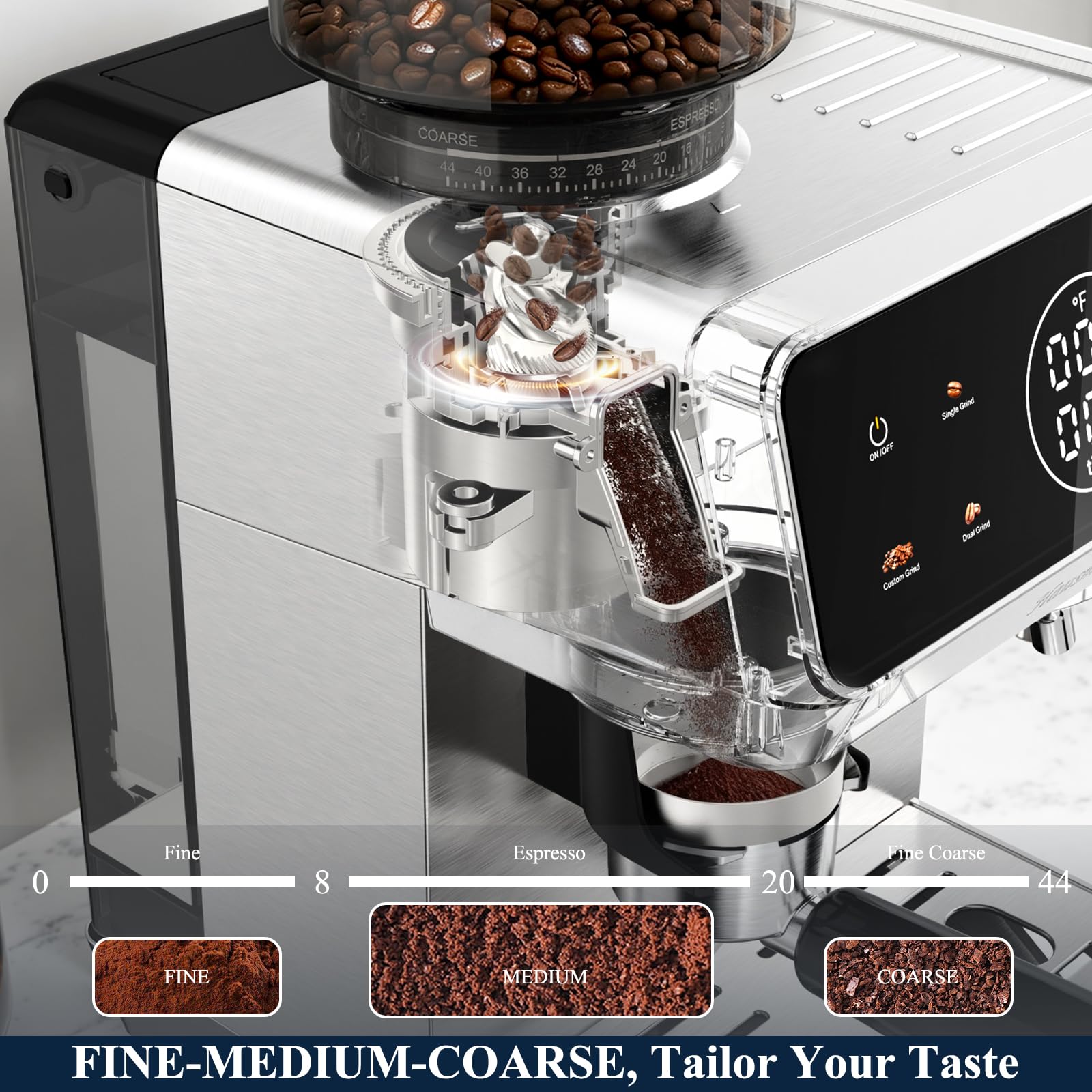 20 bar pump emphasizes rich crema and balanced extraction for each espresso.