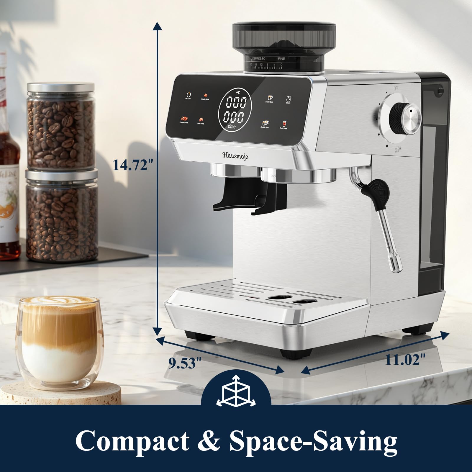 Stainless steel body with a 61 oz water tank for easy refills.