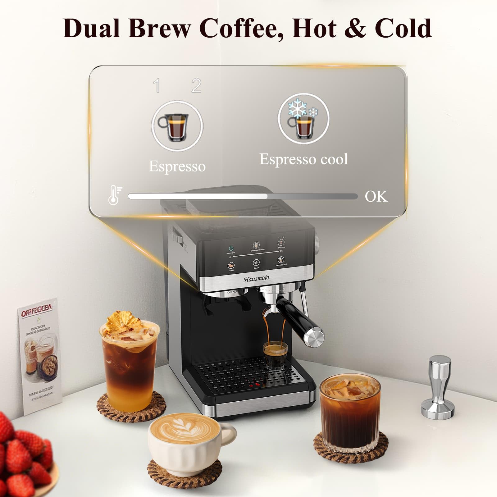 Hausmojo complete espresso kit includes baskets, pitcher, and tools