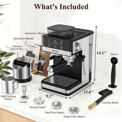 Hausmojo espresso machine side controls panel for precise brew settings
