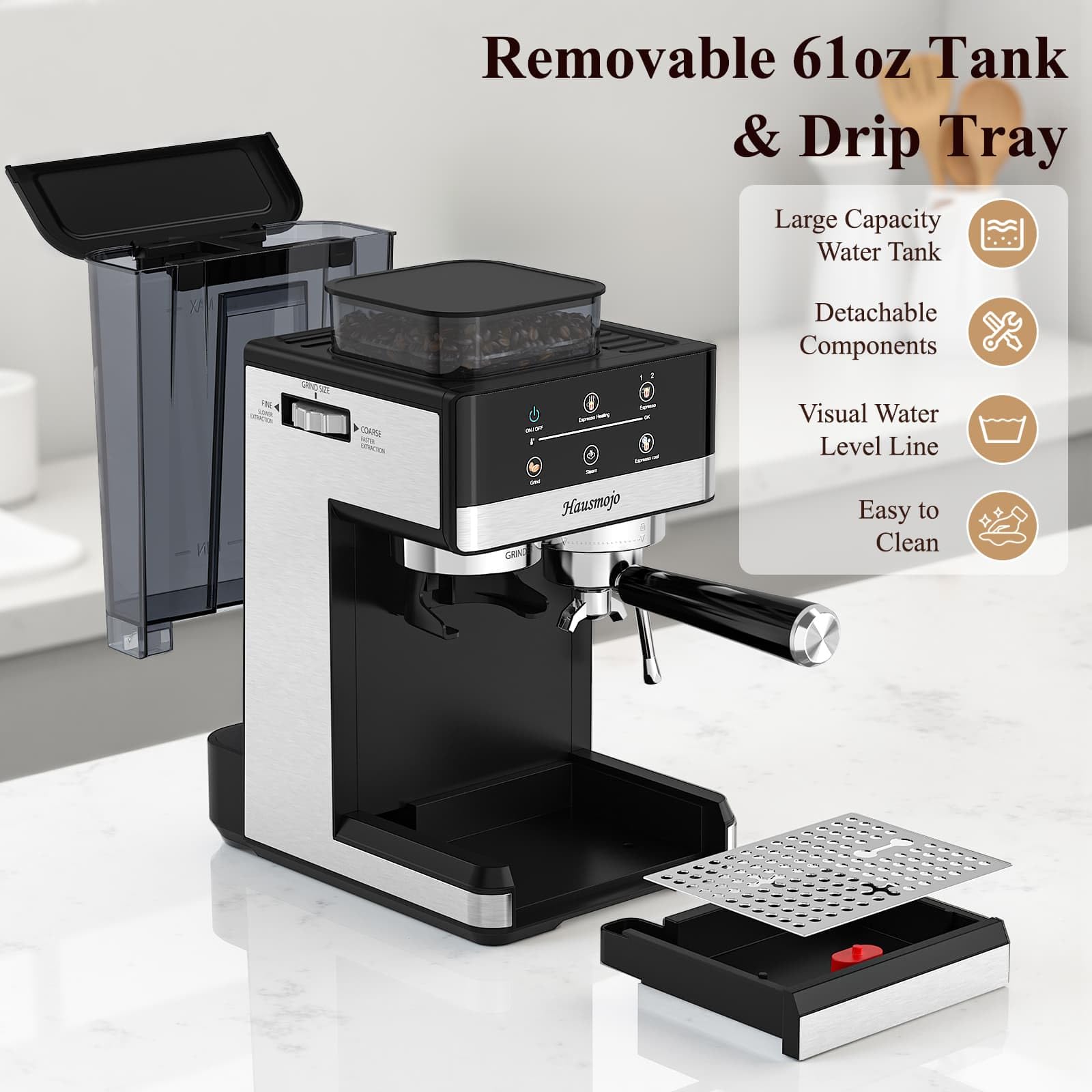 Hausmojo removable water tank for easy refilling and cleaning