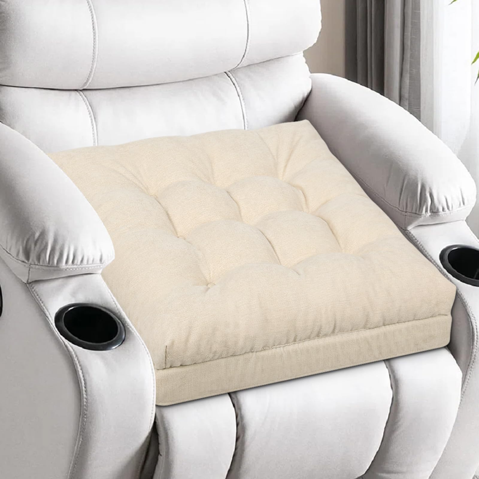 HAVARGO recliner cushions front view; height boost for easier standing.