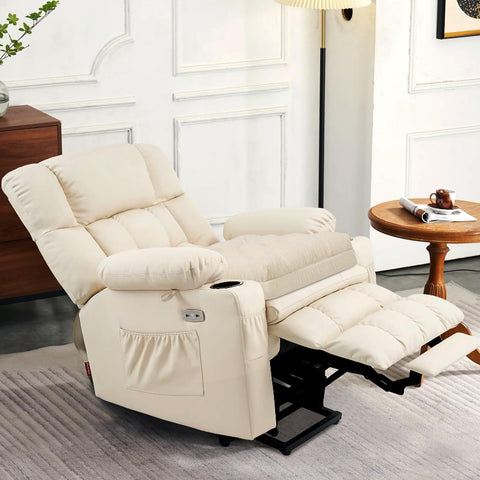 HAVARGO recliner cushions in chair; demonstrates easier stand-up and comfort.