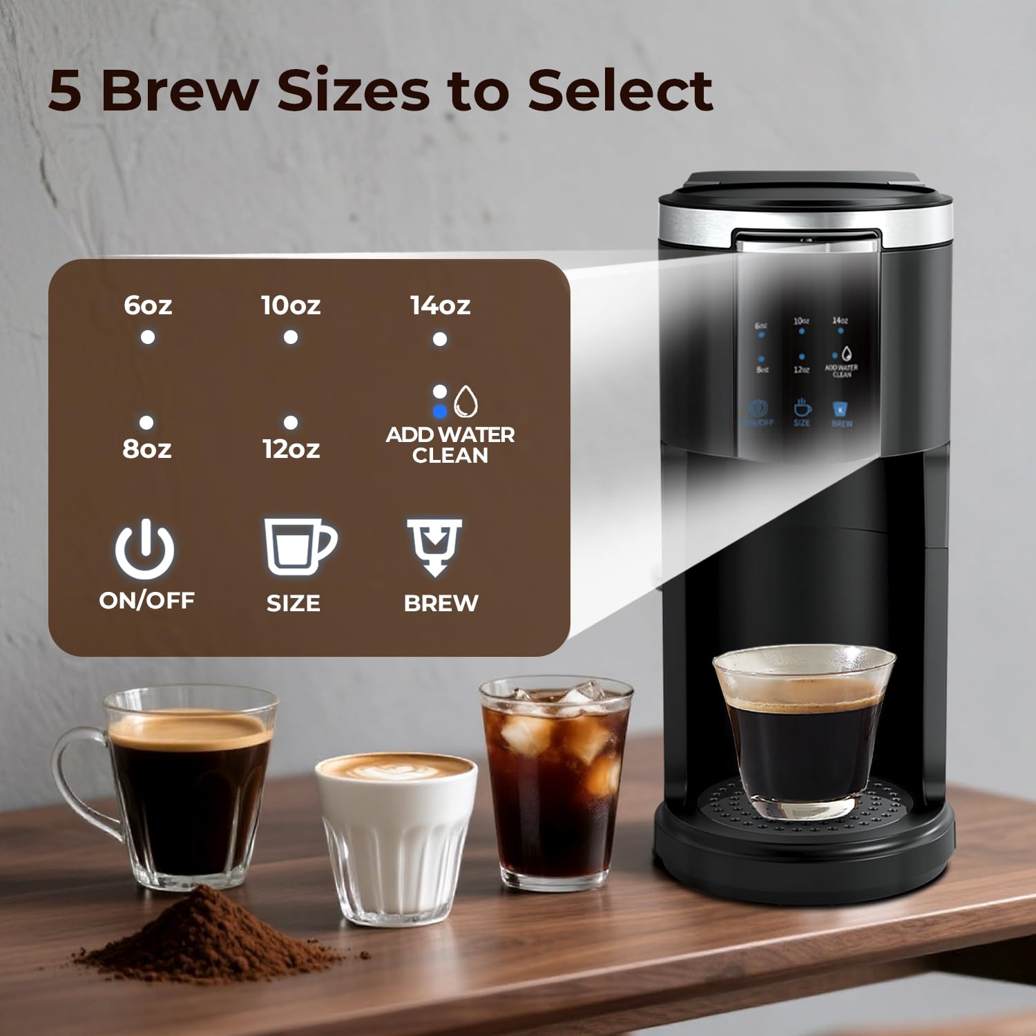 Havato compact touchscreen single-serve interface for one-touch brewing.