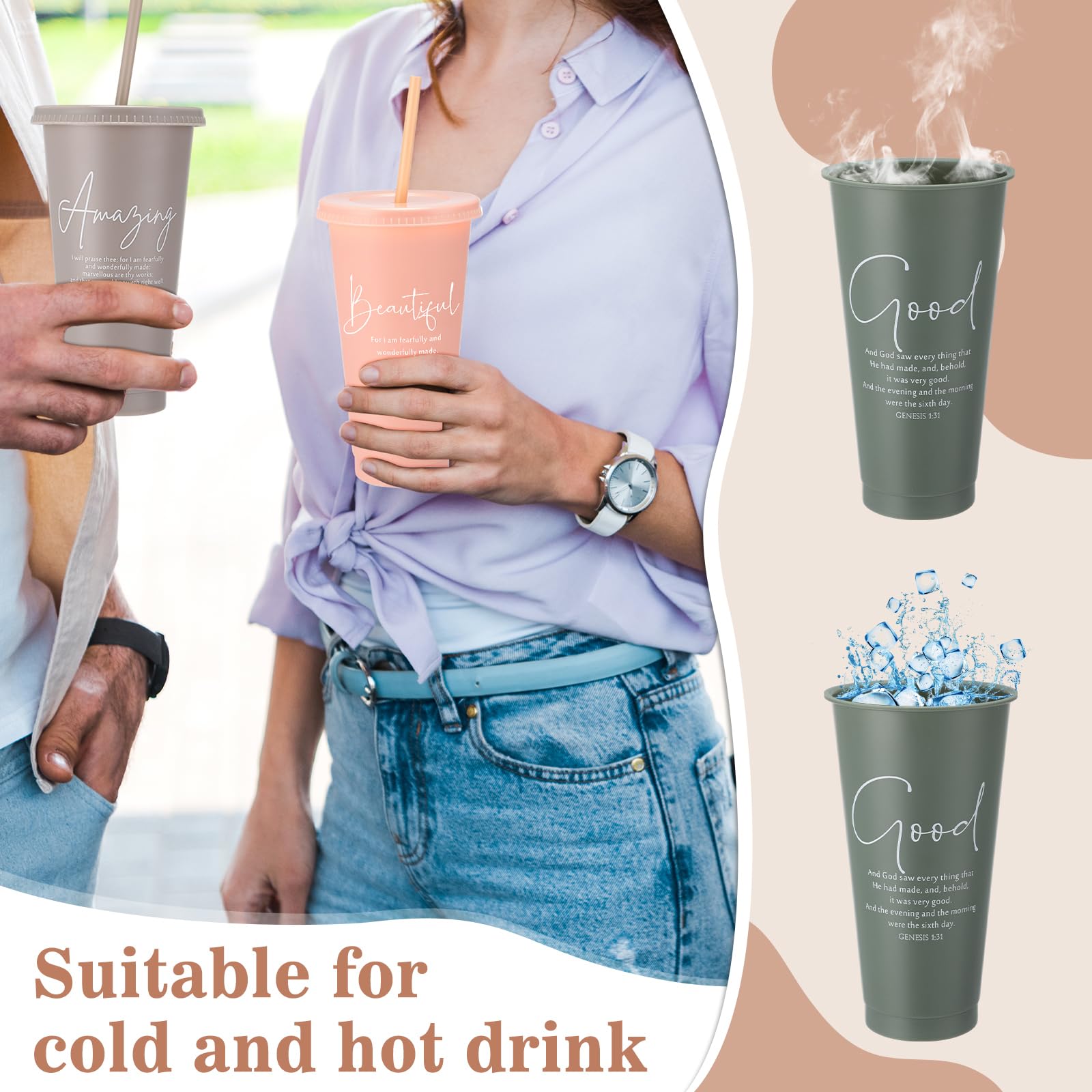 Havawish Bible verse tumbler orange with lid and straw, ideal for gifts and celebrations